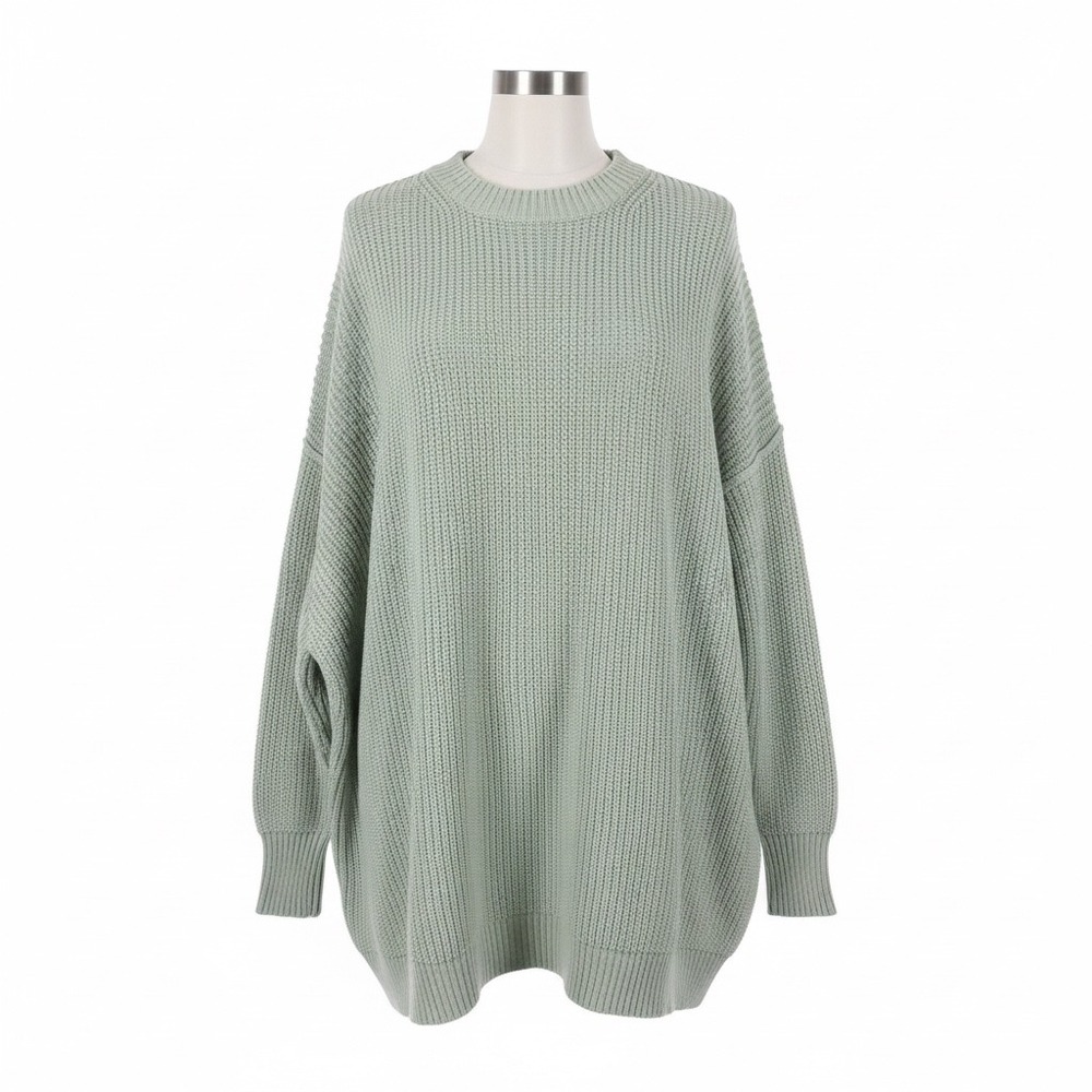 Free People Brookside Sweater Mint Green Oversized Chunky‎ Rib Knit Slouchy XS/S